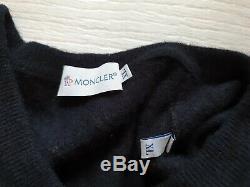 100% Auth Moncler Maglione Tricot Black Sweater Wool Top Long Sleeve Sz XL Women