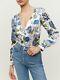 100% Silk Reformation Cadence Blue Floral Lucca Top Blouse Xs 6 8
