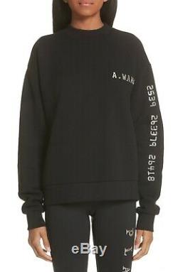 100% auth ALEXANDER WANG credit card sweatshirt black silver long sleeve top XS