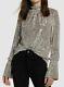 $1090 Zadig & Voltaire Women Beige Sequin Metallic Long-sleeve Blouse Top Size M