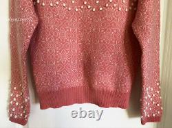 12a Paris-bombay Runway Chanel Pink White Cashmere Gripoix Sweater Top 36