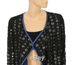 141404 NWD Free People Black Crossed Coin Embellished Long Sleeve Jacket Top XS