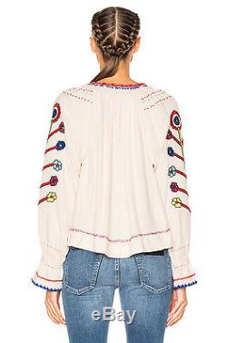 149745 NWD $425 Ulla Johnson Vania Embroidered Long Sleeve Beige Blouse Top XS