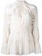 172310 New Iro Iryna Ruffled Voile Ivory Smocked Long Sleeve Blouse Top Small S