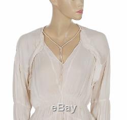 172310 New IRO Iryna Ruffled Voile Ivory Smocked Long Sleeve Blouse Top Small S