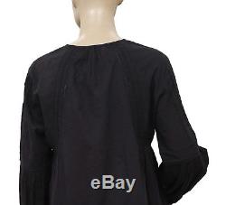 175188 New Ulla Johnson Embroidered Lace Black Cotton Long Sleeve Blouse Top L