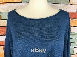 $178 Nwt Eileen Fisher Denim Blue Linen Knit Long Sleeve Top 3x