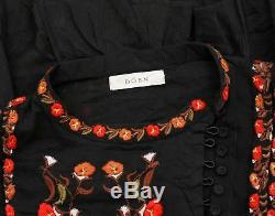 183336 New Doen Graceland Buttondown Tie Knot Long Sleeve Black Blouse Top M