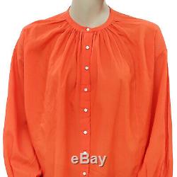 191043 New Doen The Jane Buttondown Long Sleeve Orange Blouse Shirt Top XS