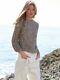 2018 Brunello Cucinelli Sweater Long Sleeve Open Wave Sequin Top Size S