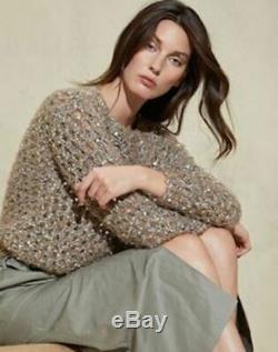 2018 Brunello Cucinelli sweater long sleeve open wave Sequin Top size S