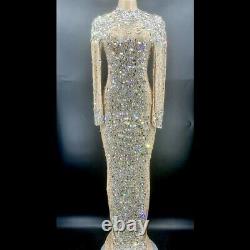 2021 Luxury rhinestone crystal mesh long dress ladies party prom dress