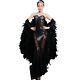 2022 Shiny Black Rhinestone Feather Bat Sleeve Perspective Club Party Dress