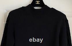 $2050 17a Paris-cosmopolite Chanel Black Cashmere Cut Out Bow Sweater Top 42