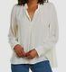$298 Zadig & Voltaire Women's White Long-sleeve Split-neck Blouse Top Size S