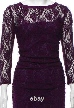 $2,862 DOLCE & GABBANA Purple Kate 40 42 44 4 6 8 S M L D Lace Midi Dress Top G