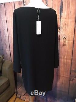 $318 Nwt Eileen Fisher Black Silk Georgette Crepe Long Sleeve Tunic Top S