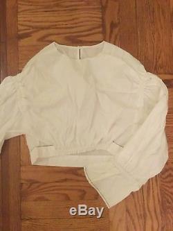 3.1 PHILLIP LIM Long-Sleeve Gathered Cropped Top Size M Orig. $325 NEW
