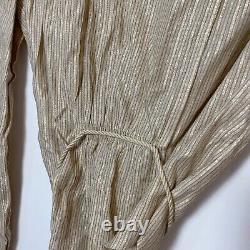 3.1 Phillip Lim Womens Metallic Stripe Top Blouse Beige Gold 4 Sequin Bib Button