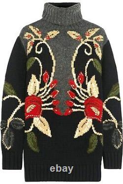 $700 Tory Burch Rianna Intarsia Turtleneck Runway Dress Sweater Top 6 8 MEDIUM