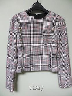 $890 Monse NEW Glen Plaid Zip Cutouts Long Sleeves Cropped Top 4 Red Multi