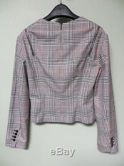 $890 Monse NEW Glen Plaid Zip Cutouts Long Sleeves Cropped Top 6 Red Multi