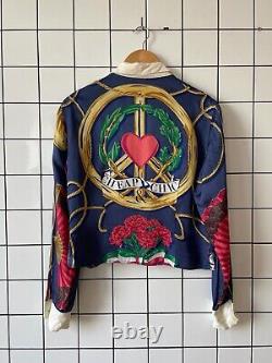 90s Vintage Womens MOSCHINO Shirt Blouse Cheap Chic Heart Graphic Top Size 10