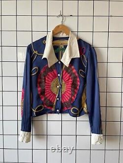 90s Vintage Womens MOSCHINO Shirt Blouse Cheap Chic Heart Graphic Top Size 10