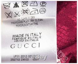 $995 Gucci Top Burgundy Long Sleeve Silk Blouse Snake Print 42 /us 6