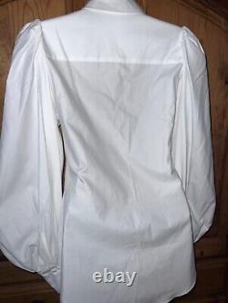 ACLER White Cotton Big Bow Eyelet Cutout Puffy Sleeves NWT NEIMAN MARCUS Size 2