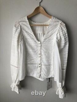 AJE Irina White Broderie Anglaise Cotton Blouse Blouse Top RRP $295 Size 6 AU