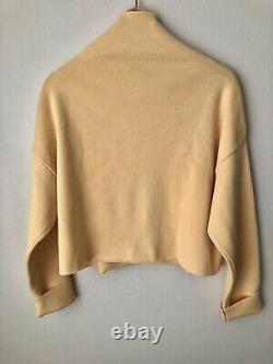 AJE Overture Crepe Knit Crop Top Yellow Tangerine Embroider Logo RRP $255 Size S