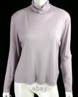 AKRIS Lavender Cashmere Silk Blend Mock Neck Long Sleeve Knit Top 16