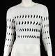 Alaia $1,800 White & Black Perforated Detail Long Sleeve Knit Top 36