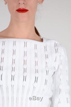 ALAIA New Woman White Long Sleeves Sweater Top Tee Made in Italy Size 42 $1500