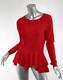 Alexander Mcqueen Womens Red Wool Flounce Long-sleeve Peplum Sweater Top L