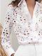 Alexis Zan Top White Shirt Sz Xs, S Crisp Collar Buttons Eyelet Long Sleeve New