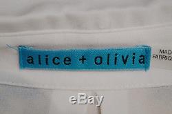 ALICE & OLIVIA White & Black Lace Silk Evening Long Sleeve Blouse Top SzM BNWT