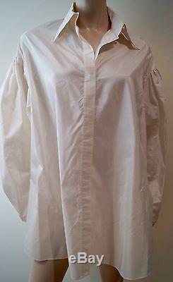 AMANDA WAKELEY Cream Silk Pleated Long Sleeve Oversized Evening Shirt Top UK10