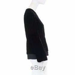 ANN DEMEULEMEESTER black velvet elasticated waist long sleeve blouse top FR36 S