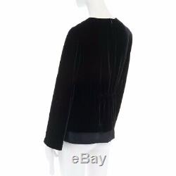ANN DEMEULEMEESTER black velvet elasticated waist long sleeve blouse top FR36 S