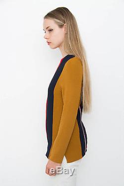 APIECE APART Sol Stripe Tech Brown Red Blue Pink Long Sleeve Shirt Top Sweater S