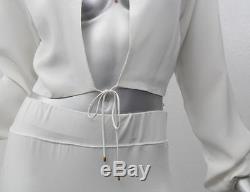 ARE YOU AM I Womens White Long Sleeve Tie ALESSIA Crop Top Blouse M NEW $289