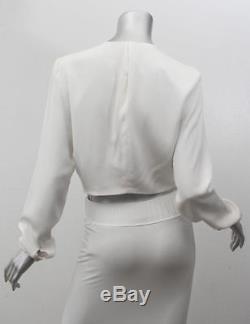 ARE YOU AM I Womens White Long Sleeve Tie ALESSIA Crop Top Blouse M NEW $289