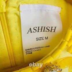 ASHISH Yellow Ladies Long Sleeve Oversized Embellished Dress Size UK M NEW