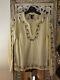 Aso Bella Swan Lucky Brand Embroidered Rose Top Tunic Medium