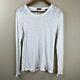 Atm Womens Long Sleeve Destroyed Top Size Xs White Round Neck Cotton Shirt