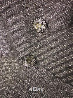 AUTHENTIC Chanel Gray/Silver Cashmere Cotton Long Sleeve Top/Blouse Sz 42