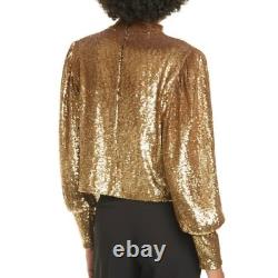 A. L. C. Margaret Gold Sequin Long Sleeve Top Size 4