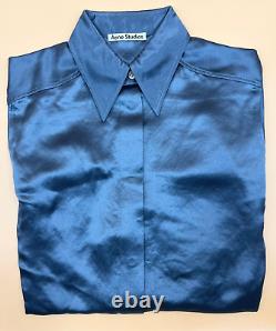 Acne Studios Shirt Blouse Size UK 8 XS EU 36 Ladies Satin Fluid Top Dusty Blue